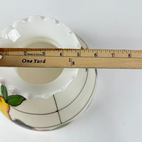 Vintage 1970's Glass Hurricane Ruffled Top Replacement Shade Faux Stained Glass - Picture 7 of 7